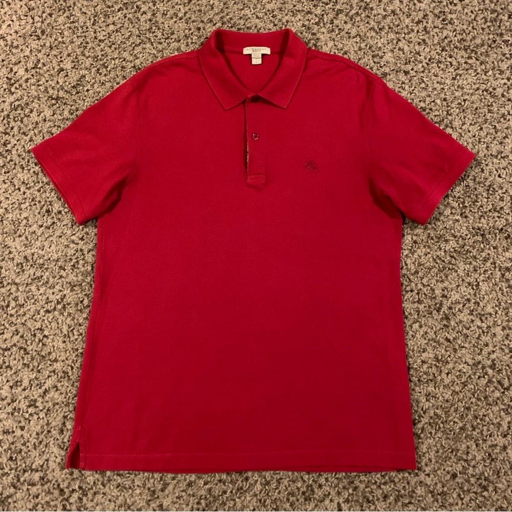 Burberry Brit Mens Polo Shirt Red Size L Large Short Sleeve